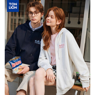 Tonlion 2026 spring new couple same size cardigan men's sweater jacket women cartoon print american trendy loose navy s