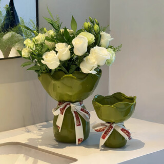 Jingdong flowers creative bouquet ceramic vase flower utensils living room dining table cabinet flower arrangement water raised flowers high-end ornaments