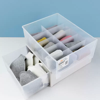 Yusenyi storage box plastic drawer-type transparent storage bra underwear socks compartment storage underwear organizing box transparent grid-gridded 2 pieces in total transparent grid-gridded 2 pcs in total