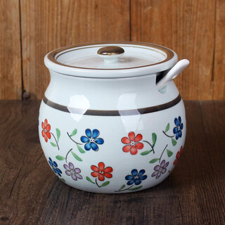 Fantasy seasoning jar ceramic chinese antique seasoning salt jar set kitchen lard chili jar oil jar household sanbao (two jin jin equals 0.5 kg) free ceramic spoon