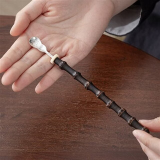 Yusenyi natural purple bamboo whip pure tin tea pick tea shovel tea lotus tea steak tea ceremony six gentlemen retro tea spoon teaspoon accessories purple bamboo whip gourd alloy tea pick (pj240516-2)