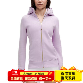 lululemon露露乐蒙Scuba系列开衫修身长袖中长款Hoodie连帽外套夹克女款 紫丁香色/金色/Lilac Ether/Gold XS 4