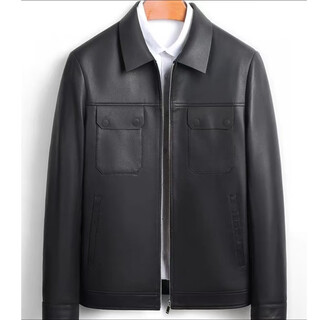 Fat donglai supermarket purchased lei jun's leather jacket, haining sheepskin lapel jacket, same style as mr. lei, same style, black 6xl