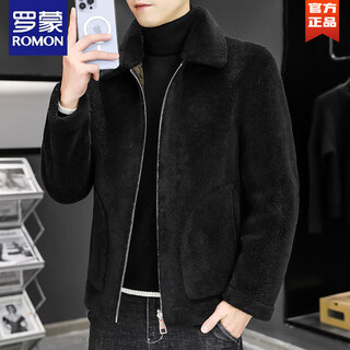 Кожаная куртка romon, мужская зимняя бархатная утолщенная утолщенная бархатная куртка в корейском стиле, модное двустороннее хлопковое пальто из овечьей шерсти и меховая интегрированная зимняя куртка, модная черная m