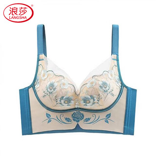 Langsha beauty salon adjustable anti-expansion embroidered underwear women's push up small breasts thick showing large side breasts no wires bra peacock skin 75a 34b