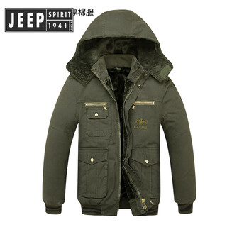Jeep spirit jeep winter labor protection padded jacket work clothes men's thickened velvet camouflage work clothes cotton clothes work cotton jacket welder military green velvet thickened 129 jacket style xl 180/92a 160-185jin jin is equal to 0.5 kg