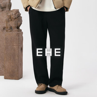 Ehe men's texture thick velvet lightweight warm knitted elastic waist commuter straight pants men's 2025 autumn and winter new style black, m