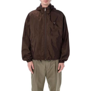 Prada men's jacket windproof lightweight regenerated nylon outdoor daily jacket casual brown one size | m