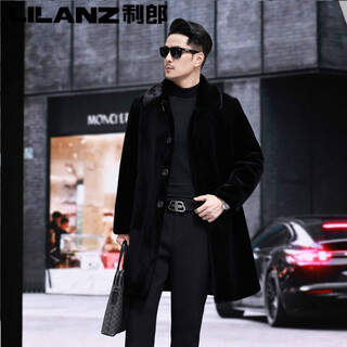 Lilang winter mink coat men's medium long lapel mink coat mink velvet fur middle-aged dad haining new trend q12 long lapel counter quality m weight 100-120