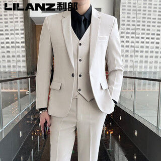 Lilang suit men's korean slim business formal wear three-piece wedding groomsmen banquet casual suit jacket men gray single suit jacket s (85~95jin jin equals 0.5kg)