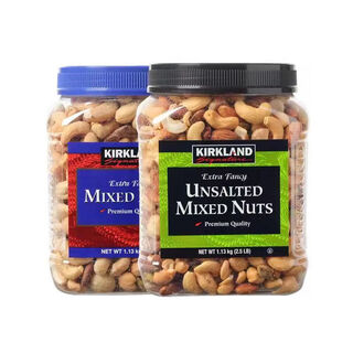 Kirkland美国Kirkland科克兰无盐原味混合坚果1130g 原味加盐焗各一瓶