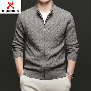 KBXNG劲霸商务男装织衫外套潮流休闲宽松毛衣秋冬立领纯色商务男装 驼夹花56802 均码 110