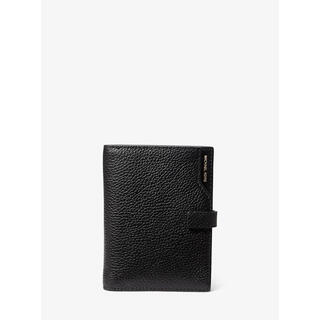 Michael kors women's passport holder, document storage, document protection, portable design, inner pocket partition, black embossed leather black