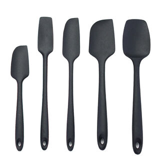 Food grade silicone reinforced butter jam bread spatula baking spatula tool set black five-piece set