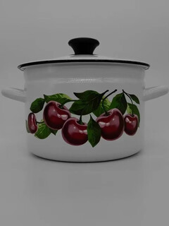 Jingyan russia imported enamel pot lard pot soup pot milk pot binaural kitchen household kitchenware imported enamel large capacity white cherry 2 liter pot 17 diameter * 12 height cm
