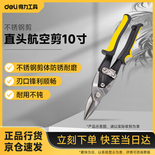 Deli straight-head aviation scissors, iron scissors, stainless steel scissors, wire mesh keel scissors, aluminum plate, 10 inches dl20030