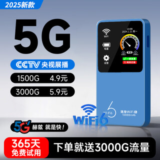 Zhuye unlimited speed 5g portable wifi wireless traffic 2025 national universal three nets card-free outdoor portable mobile portable wifi6 dual-band wireless network card preferred 5g power bank king version flagship top configuration / high speed network