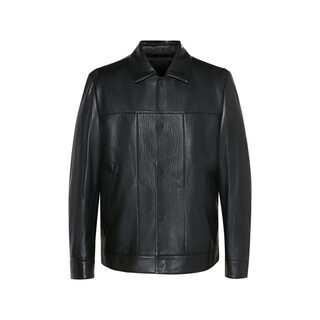 Satchi lapel solid color single-breasted business casual commuting comfortable soft leather jacket men's black black one size 52