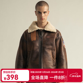 AKSERIES轻新复古回潮B-3款厚外套男冬季休闲仿皮皮衣商场同款1904240 棕色1904240 2XL