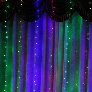 Fantasy small colorful lights flashing light string full of stars colorful waterfall curtain lights room window decoration light string color waterproof 3x3 meters 300 lights