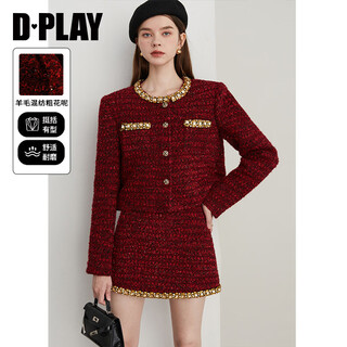 Dplay black label 2025 autumn new red small fragrance suit women's engagement temperament jacket skirt anchor red-skirt xl