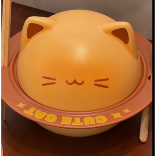 Shijanu new product creative cute high-looking ceramic kitten cup beautiful tableware set instant noodles kitten bowl one size