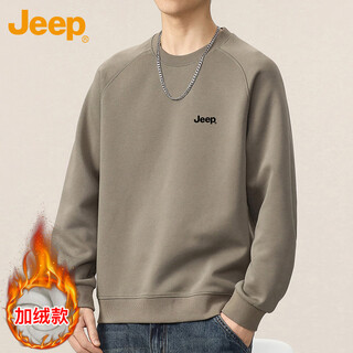 Jeep sudadera jeep para hombre, otoño e invierno, peso pesado, camisa holgada de manga larga, gris oscuro, verde, más terciopelo xl