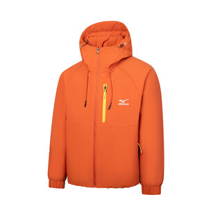 美津浓（MIZUNO）山系户外 秋冬加厚防寒蓬松保暖抗静电防水连帽面包羽绒服 男女同 活力橙 M