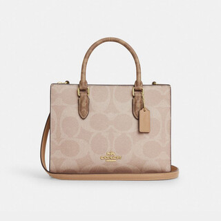 Coach color-blocked classic logo maggie small tote bag shoulder crossbody bag cy676 milk tea color