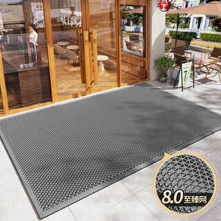 Donoya doroya commercial entrance door floor mats 2025 new door mats office building shopping mall door floor anti-slip anti-slip foot mat platinum mesh gray-high elastic to the net anti-slip washable new upgrade 120cm*240cm 8.0 new upgrade-high elastic to the net