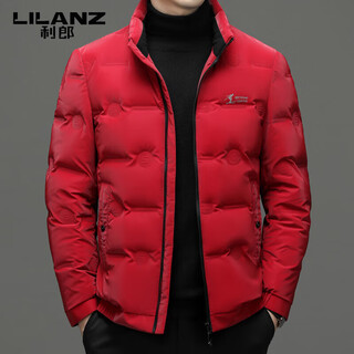 Lilanz men's red down jacket winter high-end brand stand collar white duck down warm and fashionable men's jacket red 2xl suitable for weight 150-170jin jin equals 0.5 kg