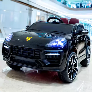 Porsche children's electric car four-wheeled toy car for adults and children, baby girl with remote control for boys, high-end, painted black, four-wheel drive + large battery + leather seat + swing + remote control + self-driving, free shipping insurance for large items + sf express