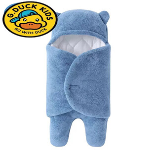 G.duck baby blanket autumn thickened blanket newborn baby anti-jump swaddle baby swaddle outing quilt supplies blue autumn and winter thick 86cm suitable for 6-12 months