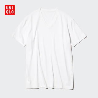 Uniqlo men's and women's quick drying v-neck t-shirt/short sleeve 484845 00 white m