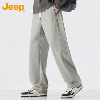 Jeep jeep casual pants men's spring and autumn loose straight pants men's trendy drawstring sports men's pants oatmeal color 32