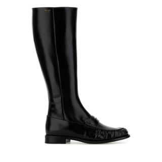 Prada fw25 light luxury women's black leather boots black 20 | 41