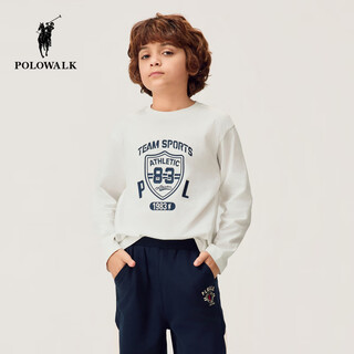 Polowalk children's clothing boys' long-sleeved t-shirt 2026 new boys' long-sleeved t-shirt white 150 cm