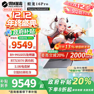机械革命蛟龙16Pro 2025国家旗舰锐龙【补贴20%】RTX5070/5060电竞16英寸游戏本学生笔记本电脑 灰R9-9955HX/5070 1T+32G