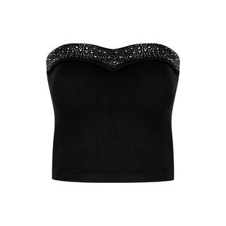 Lianxin's high-end heavy-duty diamond-encrusted tube top with breast pads for women to wear outside and for hot girls to wear short bottoming shirt vest black diamond-encrusted tube top with breast pads l suitable for 100-120 jin jin equals 0.5 kg