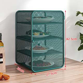 Kitchen rack countertop dining table dining table leftover food meal cover anti-fly dust cover home green four-layer vertical cover cabinet