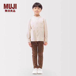 Muji big children's flannel stand-up collar long-sleeved shirt children's shirt boys and girls children's clothing 25 years winter ivory 150 /76a
