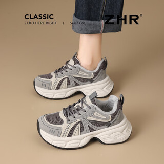 Zhr dad's shoes women's velvet warm cotton shoes women's 2025 winter new casual shoes non-slip wear-resistant versatile running shoes gray 35