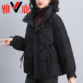 Yalu light thin 2026 thickened down jacket women's winter high-end fashion middle-aged mother hooded white duck down jacket black (white duck down jacket) m _recommended 80-100jin jin equals 0.5 kg