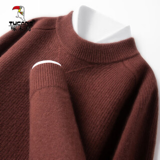 Woodpecker 2025 winter pure wool sweater men's half turtle collar winter thickened knitted sweater men's warm bottoming shirt brown m