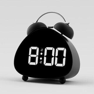 Perfect alarm clock, powerful wake-up tool for students, led electronic display, mechanical ringing, super loud sound alarm, black