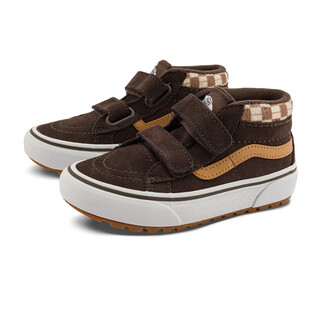 Vans children's shoes mte sk8-mid reissue v brown outdoor thickened hiking shoes for middle and large children, dark brown 31.5, measured inner length 19.8cm