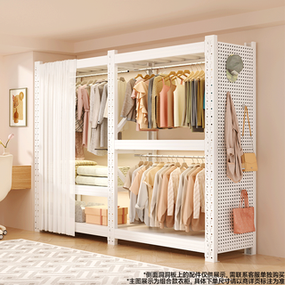 Chushiyou open wardrobe bedroom home steel metal floor-standing simple rental house dust-proof including hanging clothes storage wardrobe