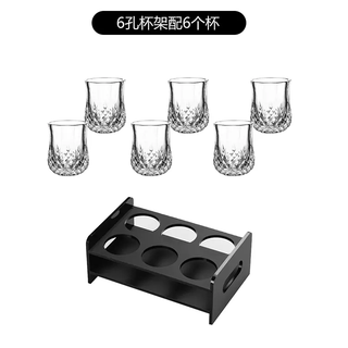 Yusenyi ios international crystal glass professional liquor appreciation cup one or two tulip wine tasting cups 50ml goblet set black 6-hole cup holder with 6 diamond cups one or two cup set