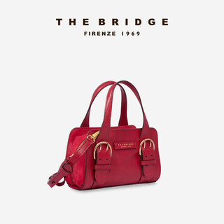 The bridge/bridge handmade cowhide women's all-match handbag bowling bag berry red