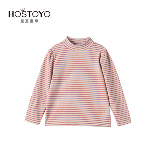 Royal tongyuan girls' fashion striped t-shirt winter children's casual inner style pink 90